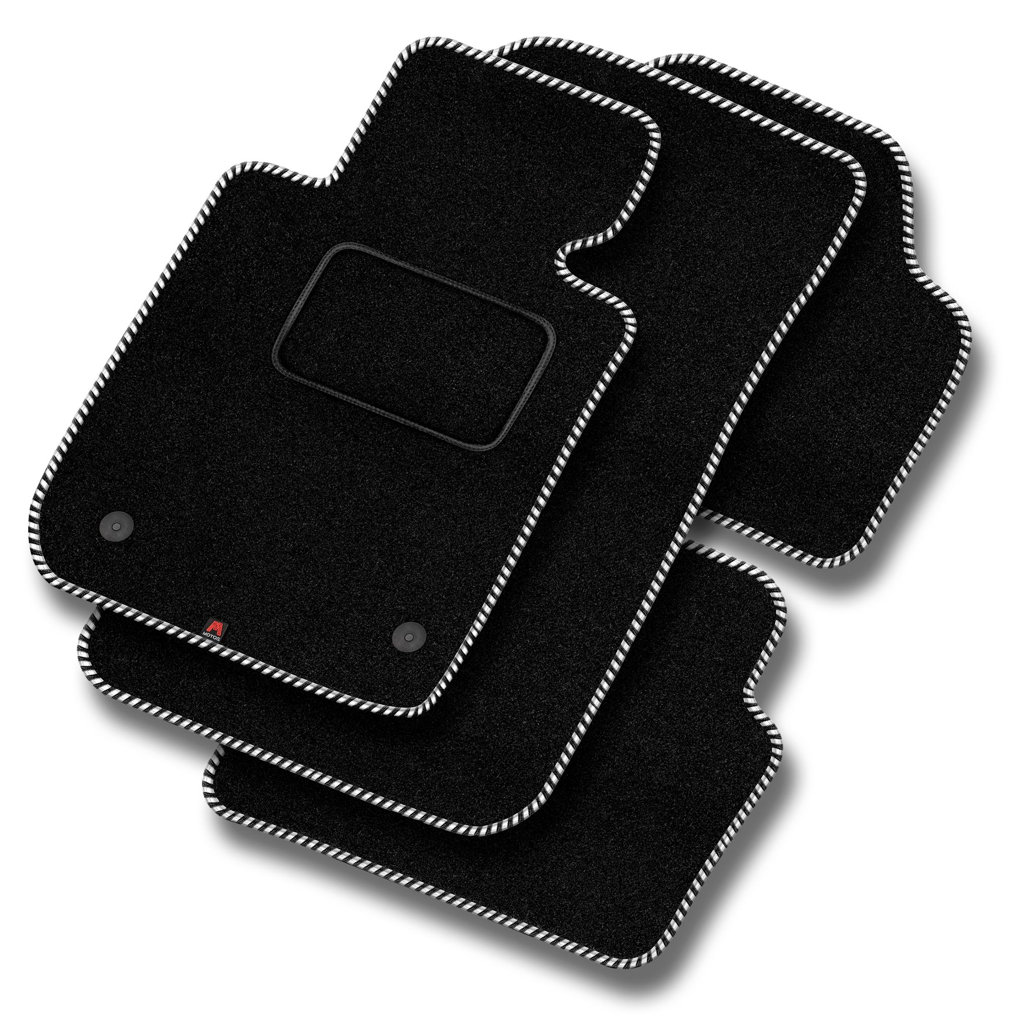 MOTOS Strike Tappetini Auto In Velours Per Mercedes-Benz GLC C253 (dal 2016) - Set Di 2, Colore Bianco, Antiscivolo, Spessore 7 Mm, Vestibilità Perfetta