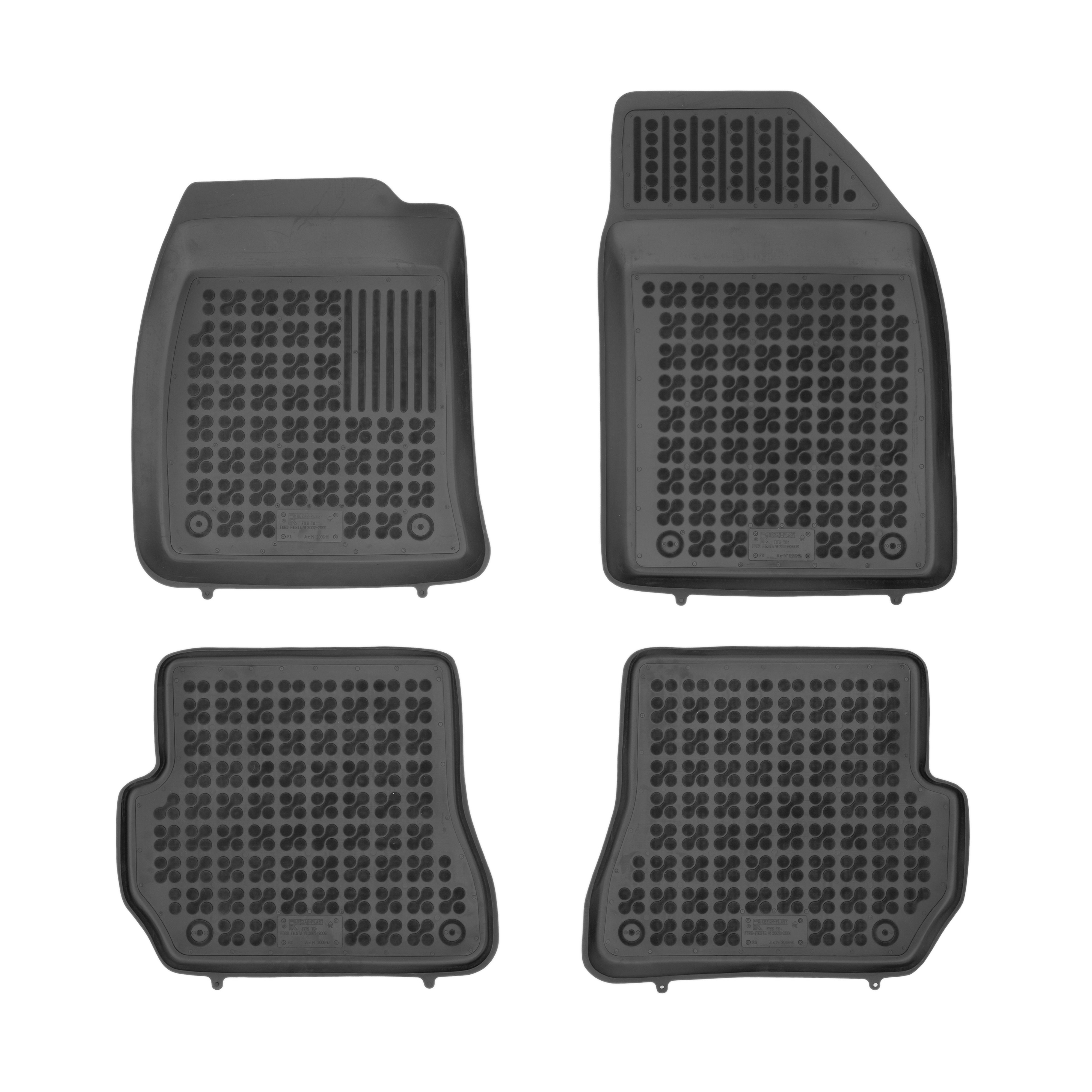Tappetini Auto Anteriori In Velluto Per Ford Fiesta MK5/V (2002-2008) - Su Misura, 2 Pezzi, Antiscivolo